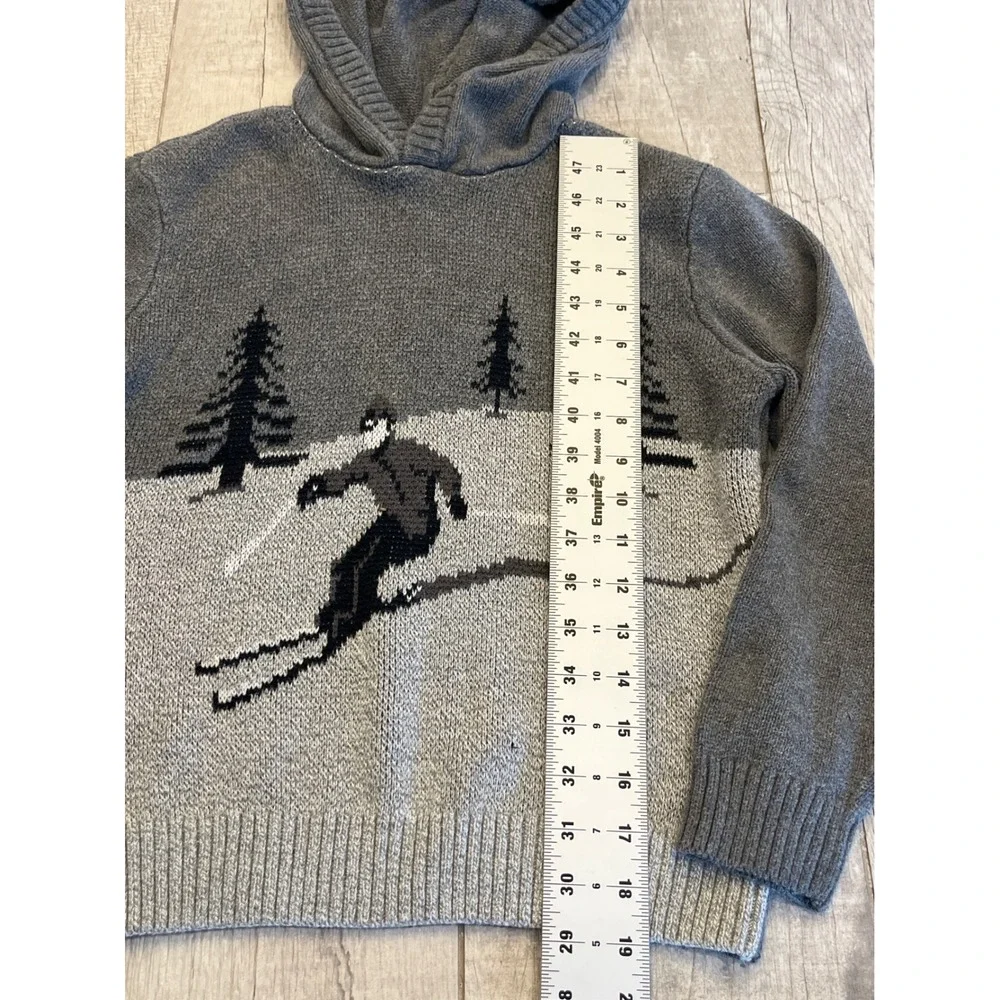 Abercrombie Kids Grey Knit Ski Graphic Hoodie Sweater‎ Boys Size 9/10 Winter